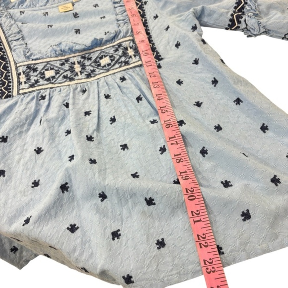 ANTHROPOLOGIE SEEN WORN‎ KEPT blue embroidered mary boho blouse top 6 S M - Picture 11 of 11